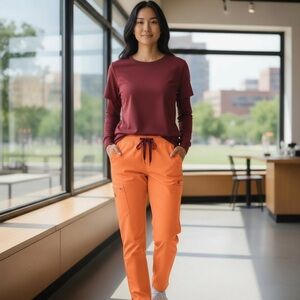 FIGS Zamora Jogger Scrub Pants Women’s Orange XL Technical Collection Nurse